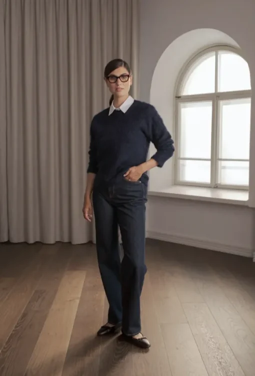 Arielle pitkähihainen neule, dark navy