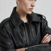 Auras Leather Jacket, black