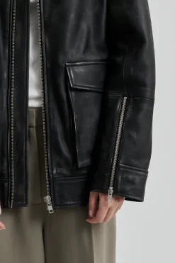 Auras Leather Jacket, black