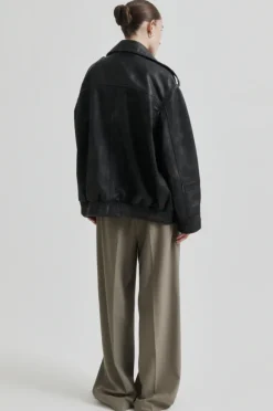 Auras Leather Jacket, black