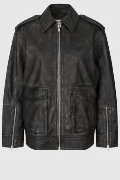 Auras Leather Jacket, black
