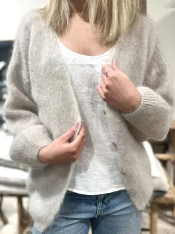 Cornelia mohairneuletakki, beige