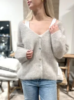 Cornelia mohairneuletakki, beige