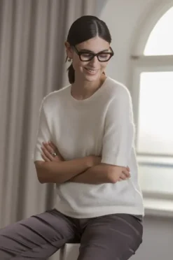 Karlie* lyhythihainen cashmere neule, cream