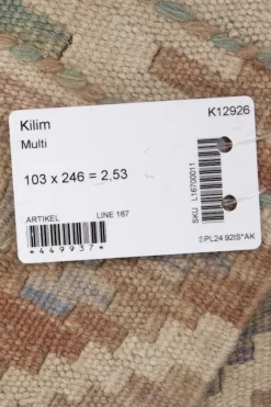 Kelim matto, multi custom #620 / 103x246cm