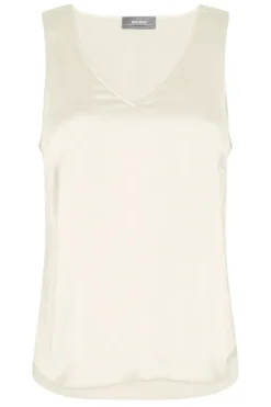 Mos Mosh - Astrid v-neck silkkitoppi, ecru