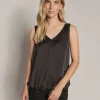 Mos Mosh - Astrid v-neck silkkitoppi, black