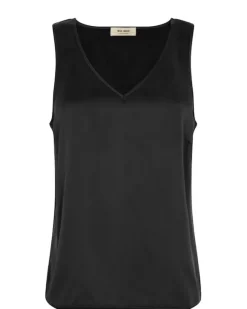 Mos Mosh - Astrid v-neck silkkitoppi, black
