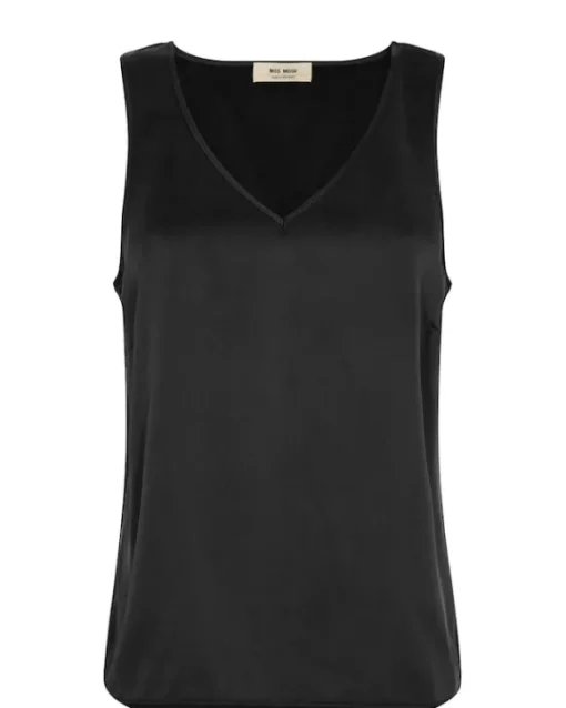 Mos Mosh - Astrid v-neck silkkitoppi, black