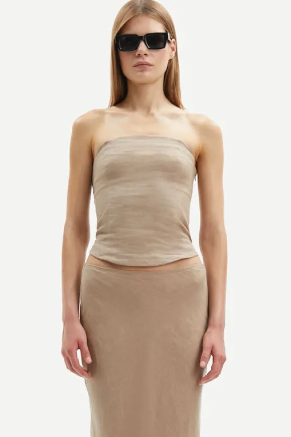 Samsoe&Samsoe - Saelynn toppi pellavaa, chinchilla