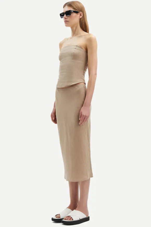 Samsoe&Samsoe - Saelynn toppi pellavaa, chinchilla