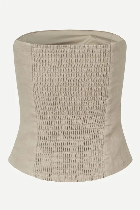 Samsoe&Samsoe - Saelynn toppi pellavaa, chinchilla