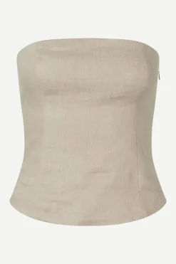 Samsoe&Samsoe - Saelynn toppi pellavaa, chinchilla