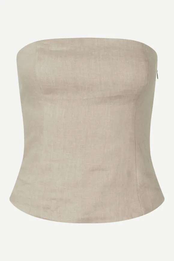 Samsoe&Samsoe - Saelynn toppi pellavaa, chinchilla