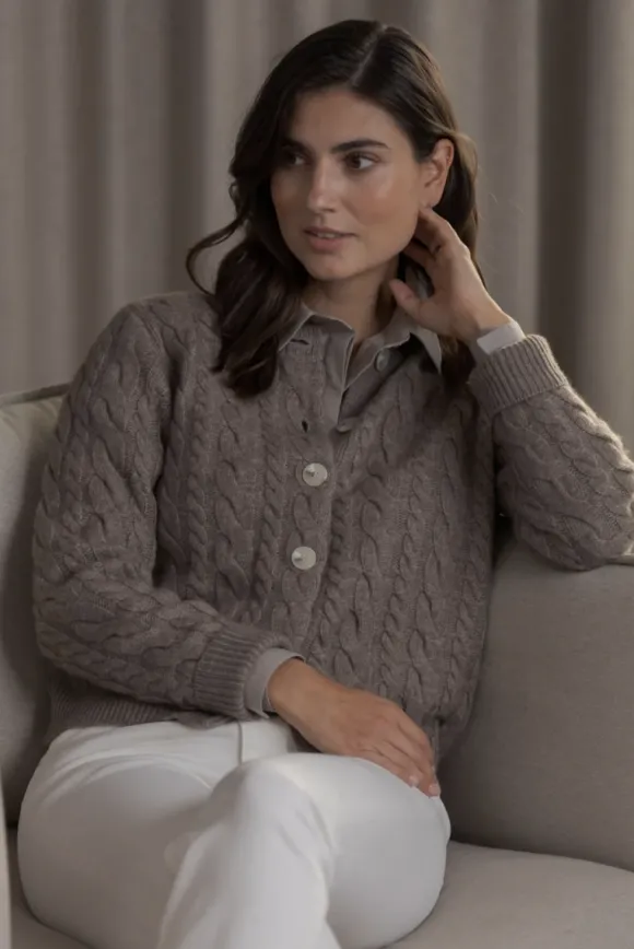 Vivianna palmikkoneuletakki, nougat