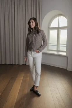 Vivianna palmikkoneuletakki, nougat