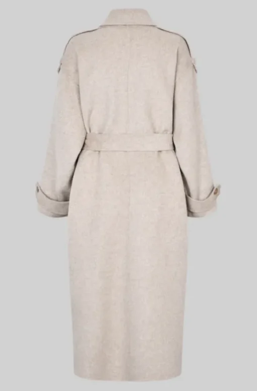 Walance pitkä villakangastakki, beige melange